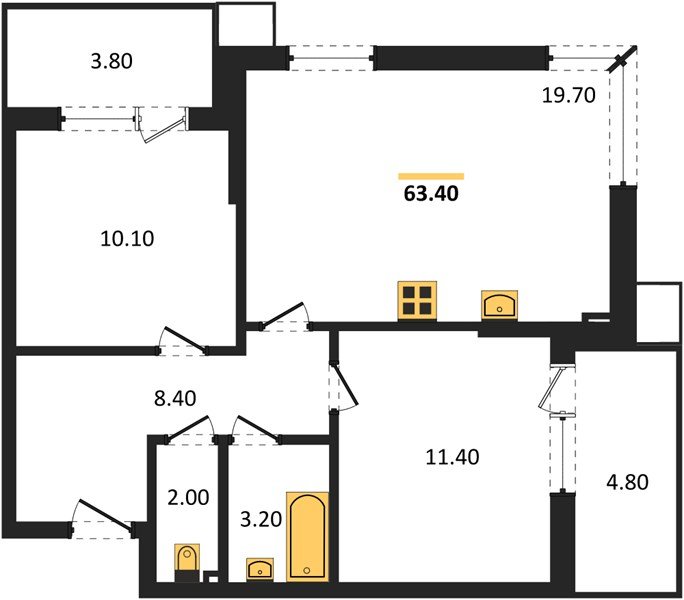 Фото №1: 2-комнатная квартира 63 м² - Краснодар, Парк Победы, мкр. Прикубанский внутригородской округ