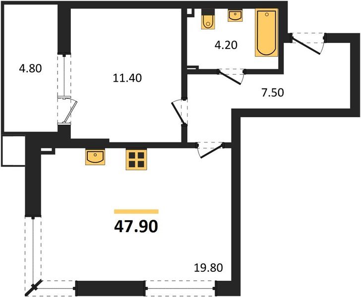 Фото №1: 1-комнатная квартира 47 м² - Краснодар, Парк Победы, мкр. Прикубанский внутригородской округ