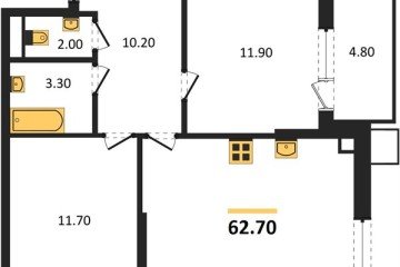 Фото №1: 2-комнатная квартира 62 м² - Краснодар, мкр. Прикубанский внутригородской округ, 