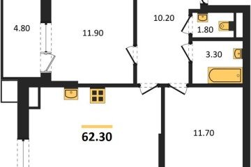 Фото №1: 2-комнатная квартира 62 м² - Краснодар, мкр. Прикубанский внутригородской округ, 
