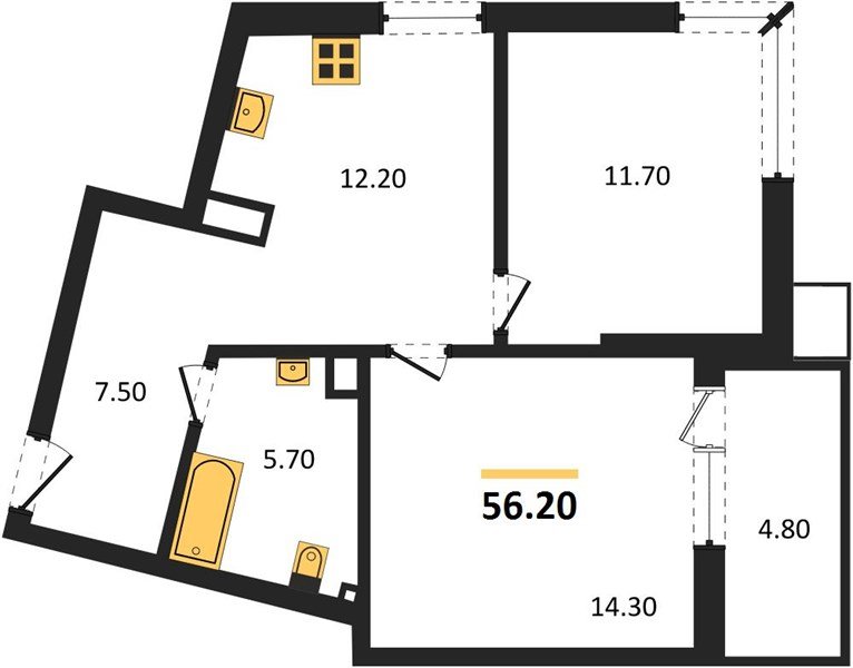 Фото №1: 2-комнатная квартира 56 м² - Краснодар, Прикубанский внутригородской округ, мкр. Парк Победы