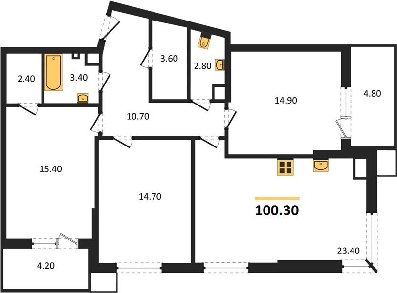 Фото №1: 3-комнатная квартира 100 м² - Краснодар, Прикубанский внутригородской округ, мкр. Парк Победы