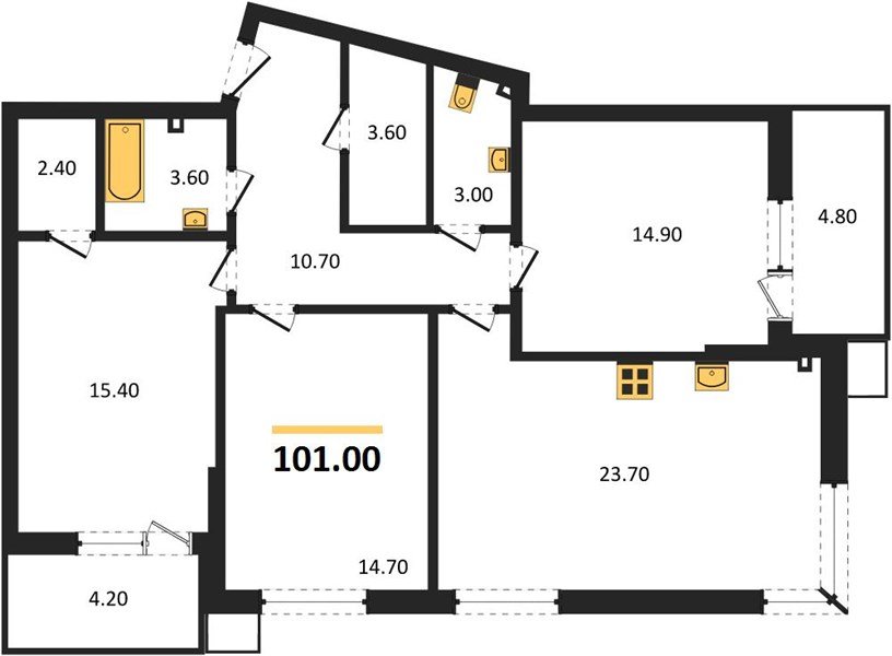 Фото №1: 3-комнатная квартира 101 м² - Краснодар, Прикубанский внутригородской округ, мкр. Парк Победы