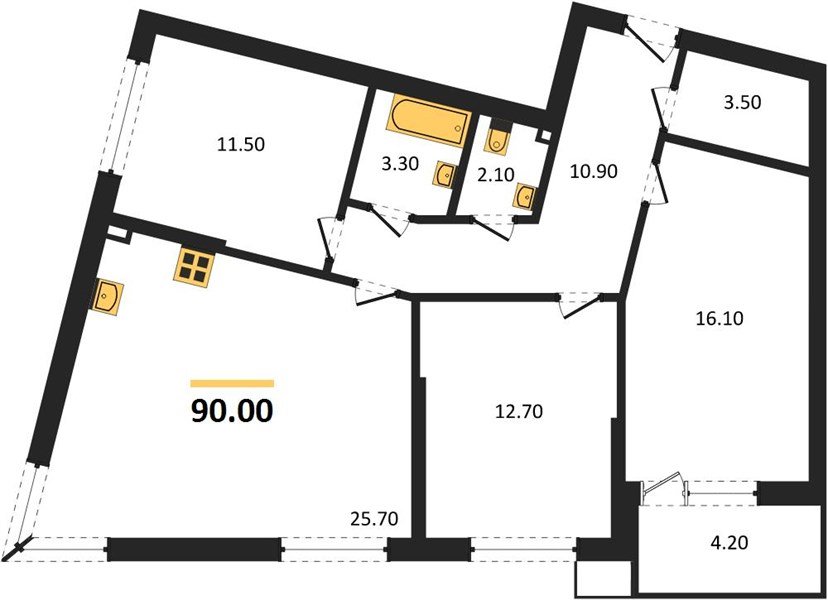 Фото №1: 3-комнатная квартира 90 м² - Краснодар, Прикубанский внутригородской округ, мкр. Парк Победы