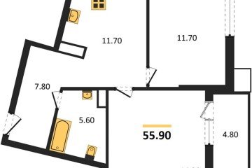 Фото №1: 2-комнатная квартира 55 м² - Краснодар, мкр. Парк Победы, 