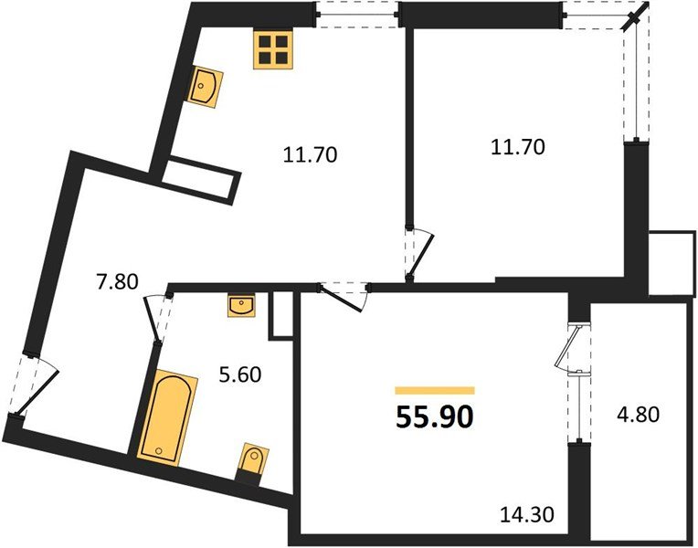 Фото №1: 2-комнатная квартира 55 м² - Краснодар, Прикубанский внутригородской округ, мкр. Парк Победы
