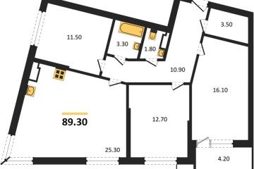 Фото №1: 3-комнатная квартира 89 м² - Краснодар, мкр. Парк Победы, 