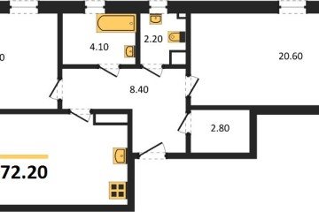 Фото №1: 2-комнатная квартира 72 м² - Краснодар, мкр. Парк Победы, 