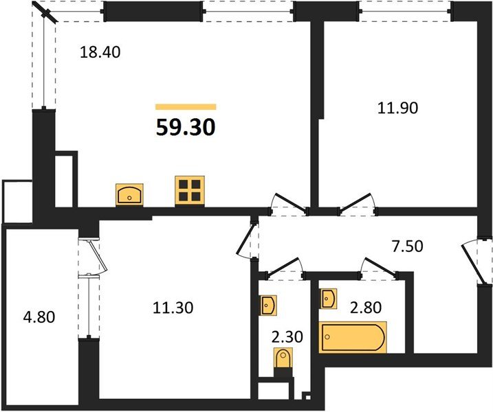 Фото №1: 2-комнатная квартира 59 м² - Краснодар, Парк Победы, мкр. Прикубанский внутригородской округ