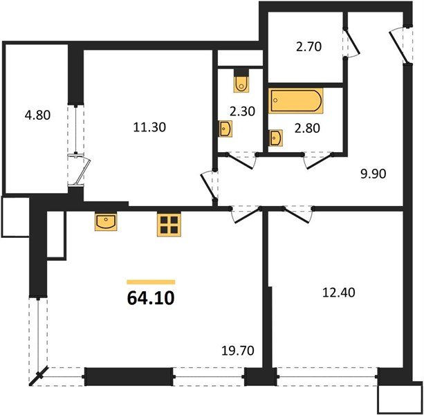 Фото №1: 2-комнатная квартира 64 м² - Краснодар, Парк Победы, мкр. Прикубанский внутригородской округ