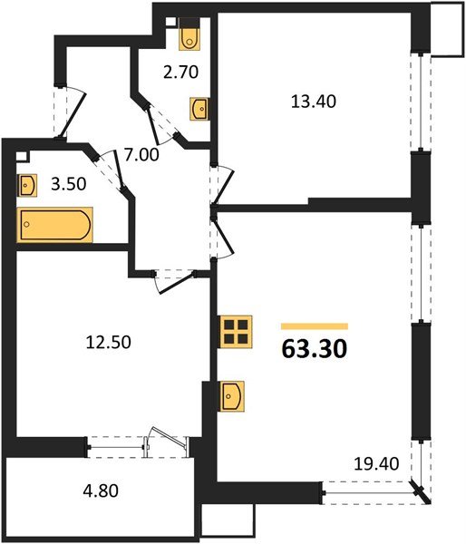 Фото №1: 2-комнатная квартира 63 м² - Краснодар, Парк Победы, мкр. Прикубанский внутригородской округ