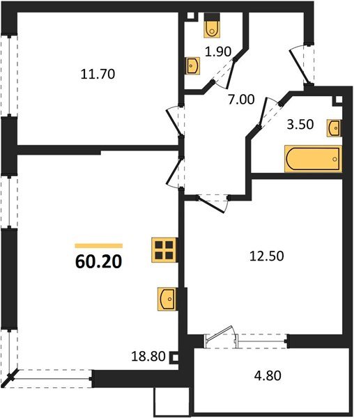 Фото №1: 2-комнатная квартира 60 м² - Краснодар, Парк Победы, мкр. Прикубанский внутригородской округ