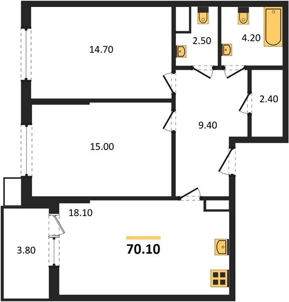 Фото №1: 2-комнатная квартира 70 м² - Краснодар, Парк Победы, мкр. Прикубанский внутригородской округ