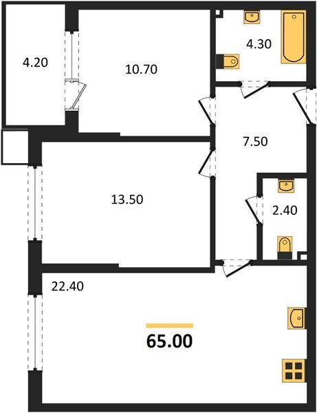 Фото №1: 2-комнатная квартира 65 м² - Краснодар, Парк Победы, мкр. Прикубанский внутригородской округ
