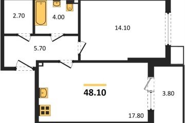 Фото №1: 1-комнатная квартира 48 м² - Краснодар, мкр. Прикубанский внутригородской округ, 