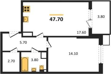 Фото №1: 1-комнатная квартира 47 м² - Краснодар, мкр. Прикубанский внутригородской округ, 