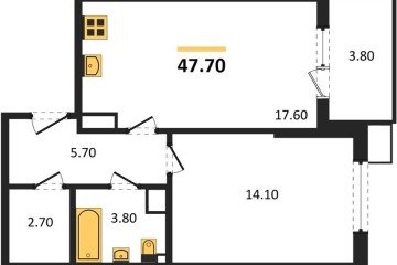 Фото №1: 1-комнатная квартира 47 м² - Краснодар, мкр. Прикубанский внутригородской округ, 
