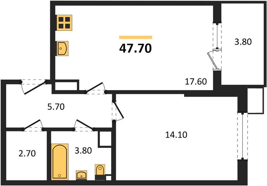 Фото №1: 1-комнатная квартира 47 м² - Краснодар, Парк Победы, мкр. Прикубанский внутригородской округ