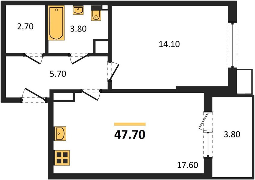 Фото №1: 1-комнатная квартира 47 м² - Краснодар, Парк Победы, мкр. Прикубанский внутригородской округ