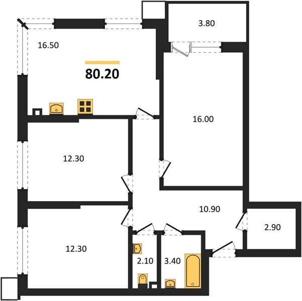 Фото №1: 3-комнатная квартира 80 м² - Краснодар, Парк Победы, мкр. Прикубанский внутригородской округ