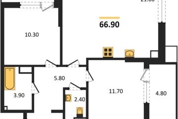 Фото №1: 2-комнатная квартира 66 м² - Краснодар, мкр. Прикубанский внутригородской округ, 