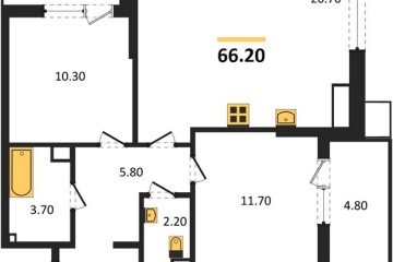 Фото №1: 2-комнатная квартира 66 м² - Краснодар, мкр. Прикубанский внутригородской округ, 