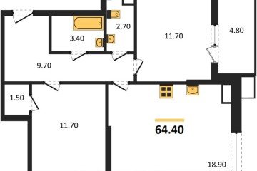Фото №1: 2-комнатная квартира 64 м² - Краснодар, мкр. Прикубанский внутригородской округ, 