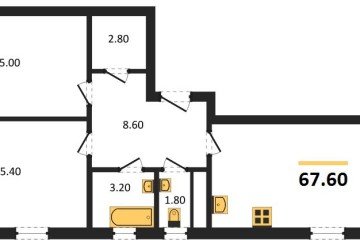 Фото №1: 2-комнатная квартира 67 м² - Краснодар, мкр. Прикубанский внутригородской округ, 