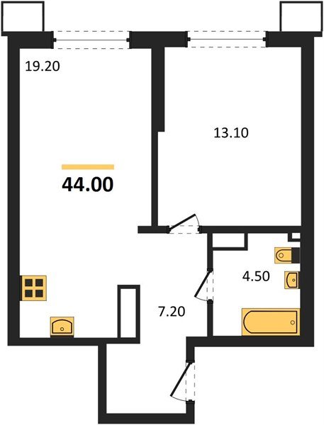 Фото №1: 1-комнатная квартира 44 м² - Краснодар, Парк Победы, мкр. Прикубанский внутригородской округ