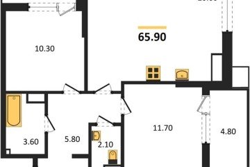 Фото №1: 2-комнатная квартира 65 м² - Краснодар, мкр. Прикубанский внутригородской округ, 