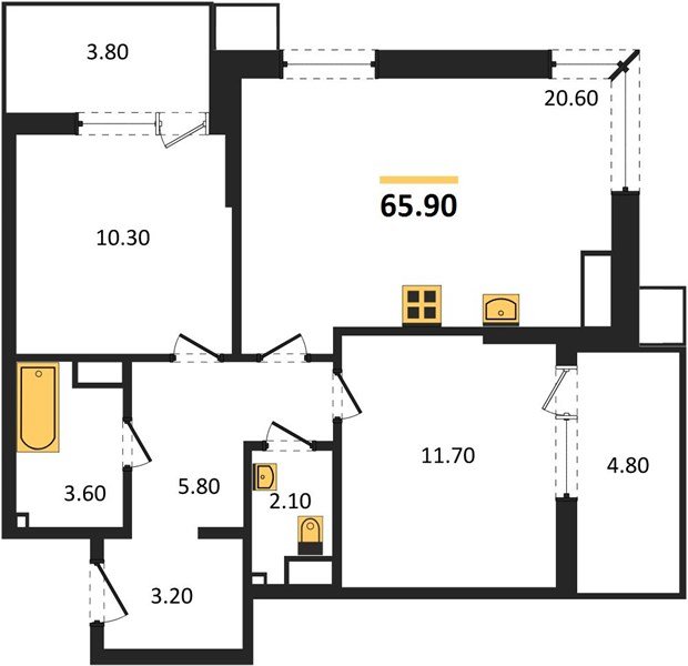 Фото №1: 2-комнатная квартира 65 м² - Краснодар, Парк Победы, мкр. Прикубанский внутригородской округ
