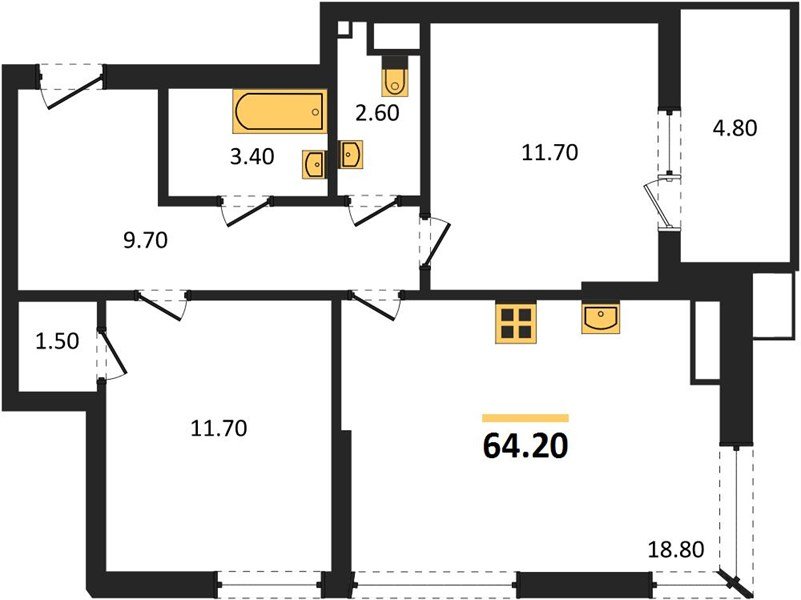 Фото №1: 2-комнатная квартира 64 м² - Краснодар, Парк Победы, мкр. Прикубанский внутригородской округ