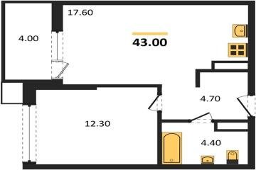 Фото №1: 1-комнатная квартира 43 м² - Краснодар, мкр. Прикубанский внутригородской округ, 