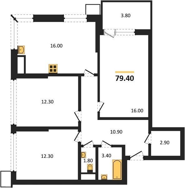 Фото №1: 3-комнатная квартира 80 м² - Краснодар, Парк Победы, мкр. Прикубанский внутригородской округ