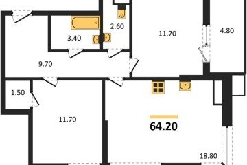 Фото №1: 2-комнатная квартира 64 м² - Краснодар, мкр. Прикубанский внутригородской округ, 