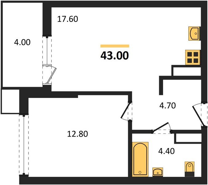 Фото №1: 1-комнатная квартира 43 м² - Краснодар, Парк Победы, мкр. Прикубанский внутригородской округ