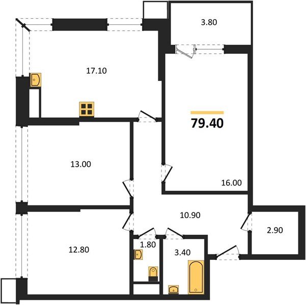 Фото №1: 3-комнатная квартира 80 м² - Краснодар, Парк Победы, мкр. Прикубанский внутригородской округ