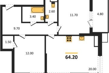 Фото №1: 2-комнатная квартира 64 м² - Краснодар, мкр. Прикубанский внутригородской округ, 