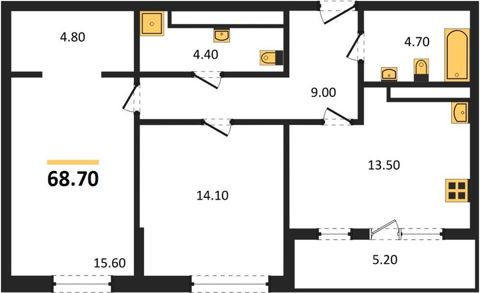 Фото №1: 2-комнатная квартира 68 м² - Краснодар, ЖК Все Свои Вип, Табачная Фабрика, жилой комплекс Все Свои, мкр. Центральный внутригородской округ