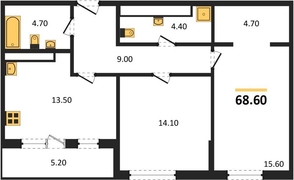 Фото №1: 2-комнатная квартира 68 м² - Краснодар, ЖК Все Свои Вип, Табачная Фабрика, жилой комплекс Все Свои, мкр. Центральный внутригородской округ