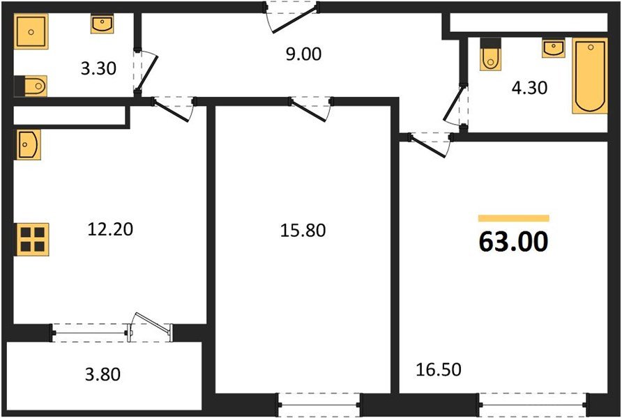 Фото №1: 2-комнатная квартира 63 м² - Краснодар, ЖК Все Свои Вип, Табачная Фабрика, жилой комплекс Все Свои, мкр. Центральный внутригородской округ
