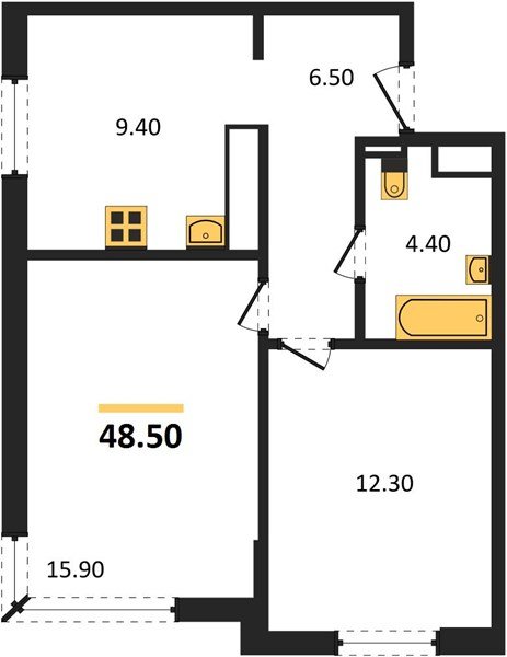 Фото №1: 2-комнатная квартира 48 м² - Краснодар, ЖК Все Свои Вип, Табачная Фабрика, жилой комплекс Все Свои, мкр. Центральный внутригородской округ