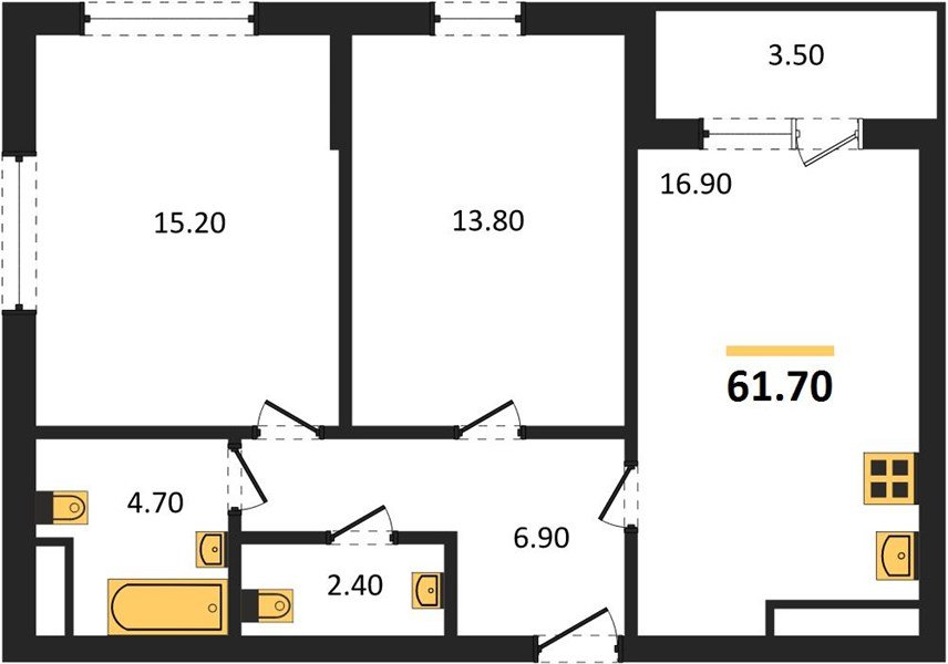 Фото №1: 2-комнатная квартира 61 м² - Краснодар, ЖК Все Свои Вип, Табачная Фабрика, жилой комплекс Все Свои, мкр. Центральный внутригородской округ