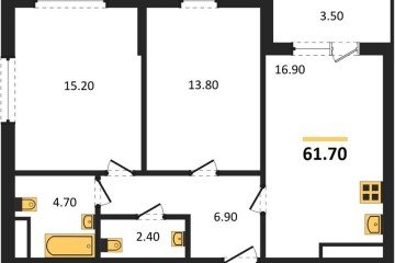 Фото №1: 2-комнатная квартира 61 м² - Краснодар, мкр. Центральный внутригородской округ, 