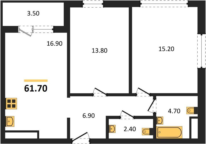 Фото №1: 2-комнатная квартира 61 м² - Краснодар, ЖК Все Свои Вип, Табачная Фабрика, жилой комплекс Все Свои, мкр. Центральный внутригородской округ