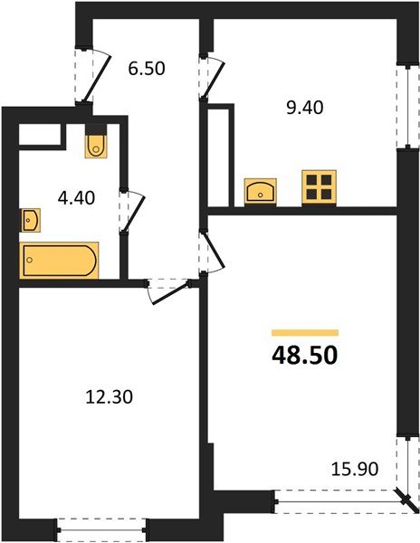 Фото №1: 2-комнатная квартира 48 м² - Краснодар, ЖК Все Свои Вип, Табачная Фабрика, жилой комплекс Все Свои, мкр. Центральный внутригородской округ