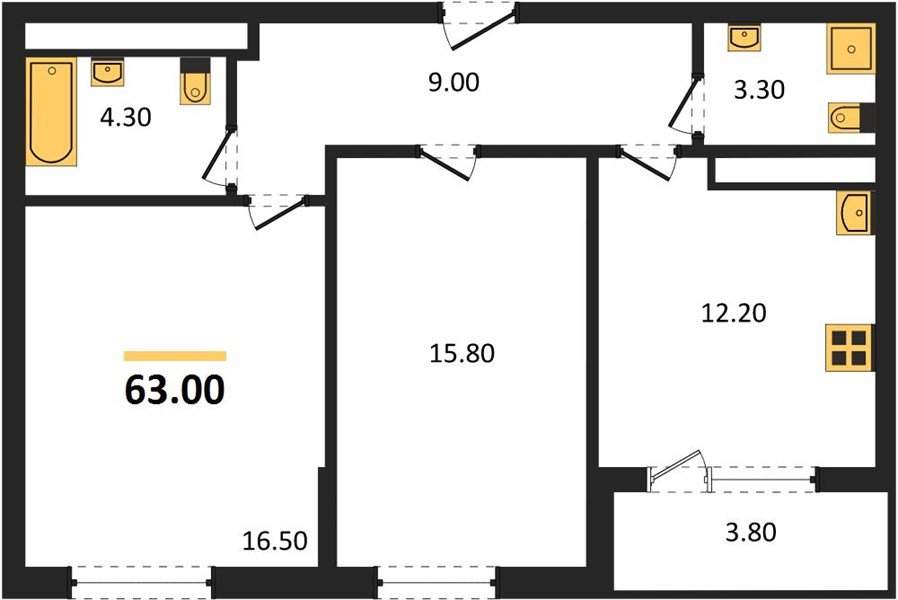 Фото №1: 2-комнатная квартира 62 м² - Краснодар, ЖК Все Свои Вип, Табачная Фабрика, жилой комплекс Все Свои, мкр. Центральный внутригородской округ