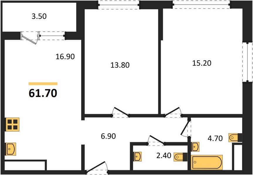 Фото №1: 2-комнатная квартира 61 м² - Краснодар, ЖК Все Свои Вип, Табачная Фабрика, жилой комплекс Все Свои, мкр. Центральный внутригородской округ