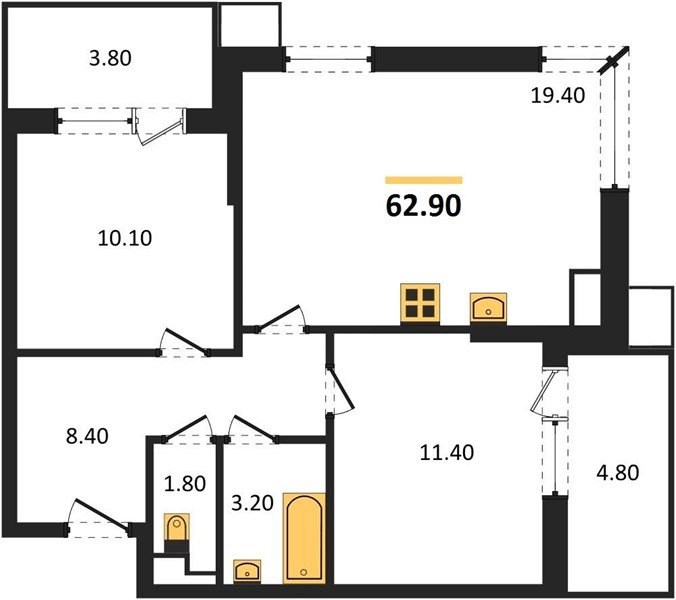 Фото №1: 2-комнатная квартира 62 м² - Краснодар, Парк Победы, мкр. Прикубанский внутригородской округ