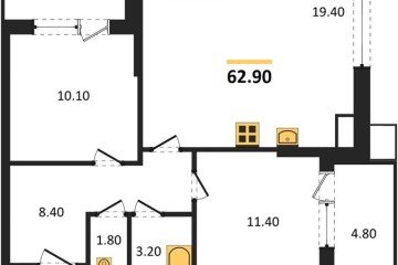 Фото №1: 2-комнатная квартира 62 м² - Краснодар, мкр. Прикубанский внутригородской округ, 